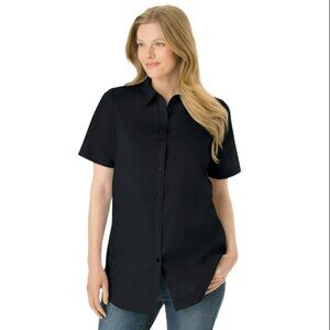 Woman Within Perfect Short Sleeve Button Down Shirt